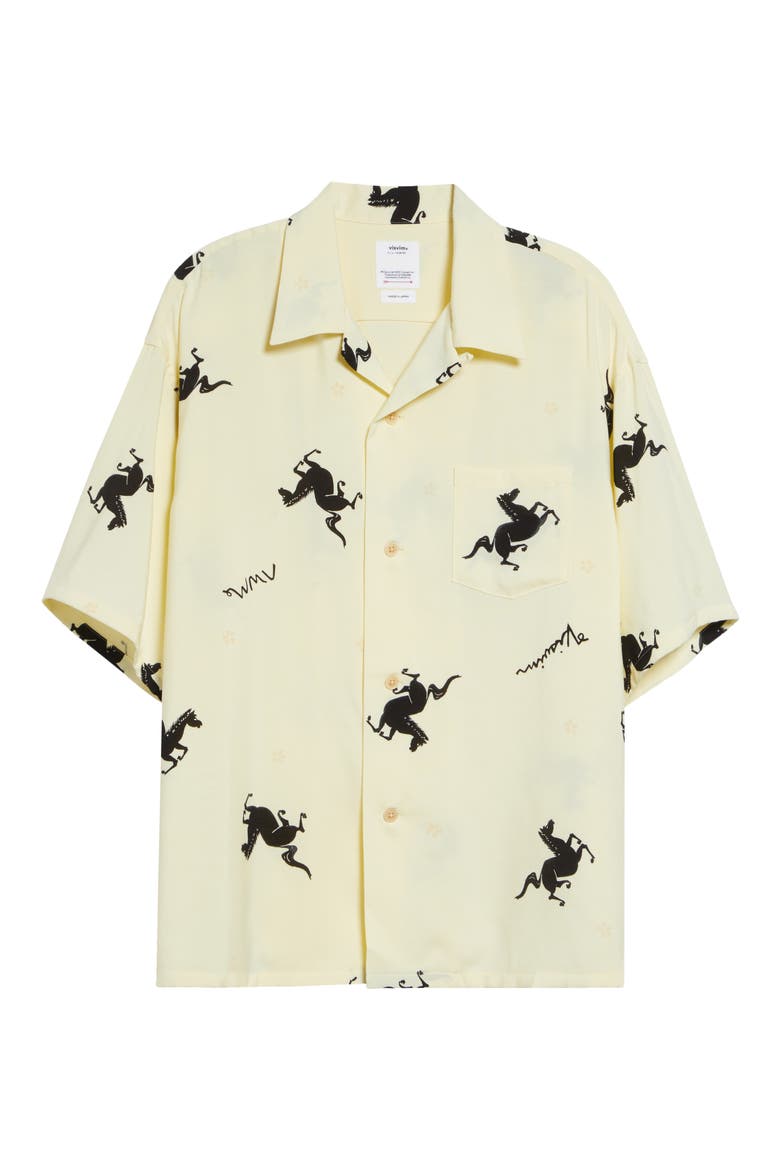 Crosby Horse Print Camp Shirt, Alternate, color, YELLOW