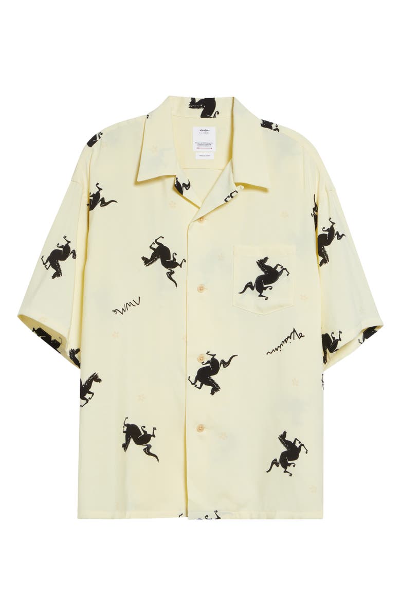 VISVIM Crosby Horse Print Camp Shirt, Main, color, Yellow