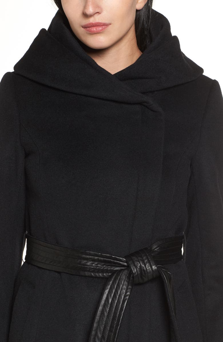 Cole Haan Signature Cole Haan Belted Asymmetrical Wool Coat, Alternate, color, 