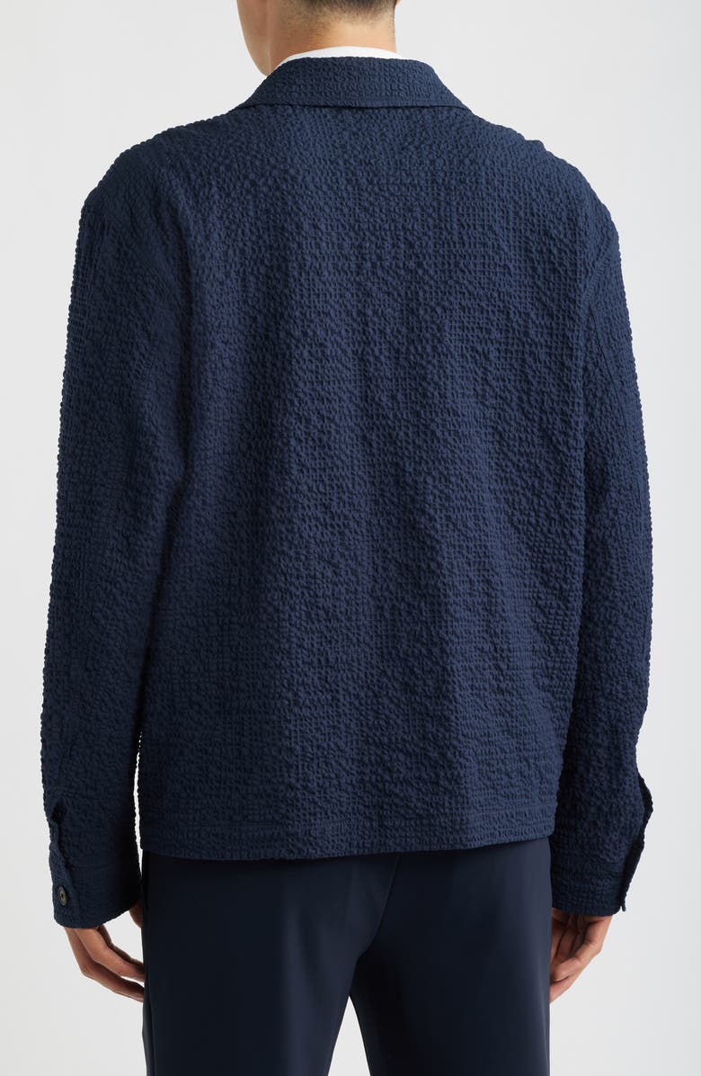 BOSS Carper Textured Long Sleeve Camp Shirt, Alternate, color, Dark Blue