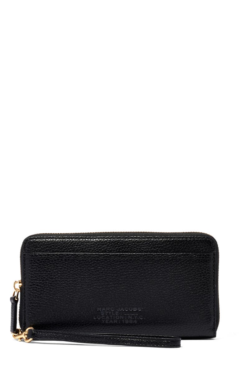 The Continental Leather Wristlet, Main, color, BLACK