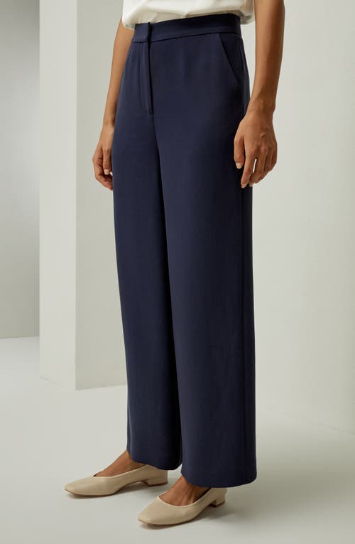 Lilysilk Silk Wide Leg Tailored Pant With Mid Rise In Royal Blue