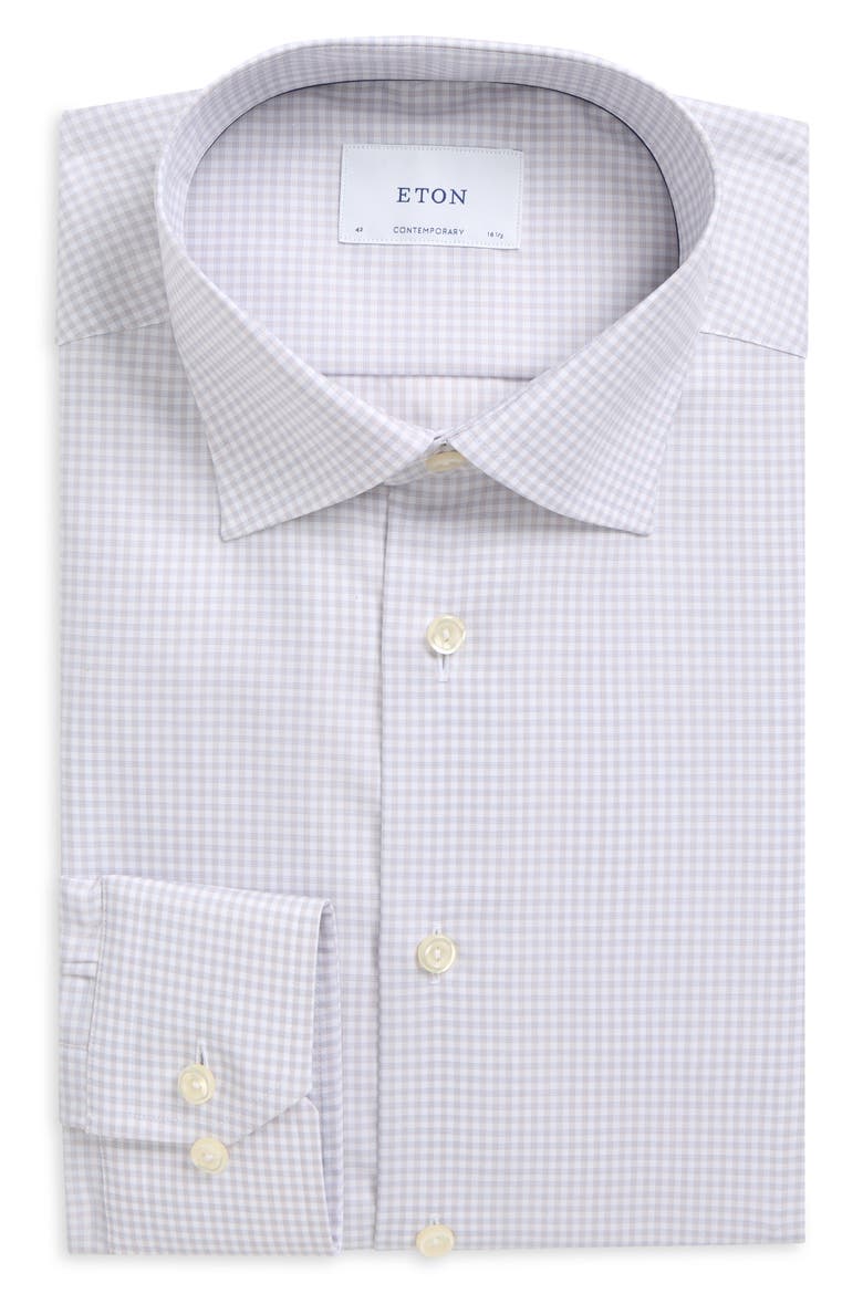 Contemporary Fit Checked Shirt, Main, color, LIGHT BEIGE