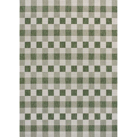 Darcy Traditional Geometric Bold Gingham Indoor/Outdoor Area Rug
