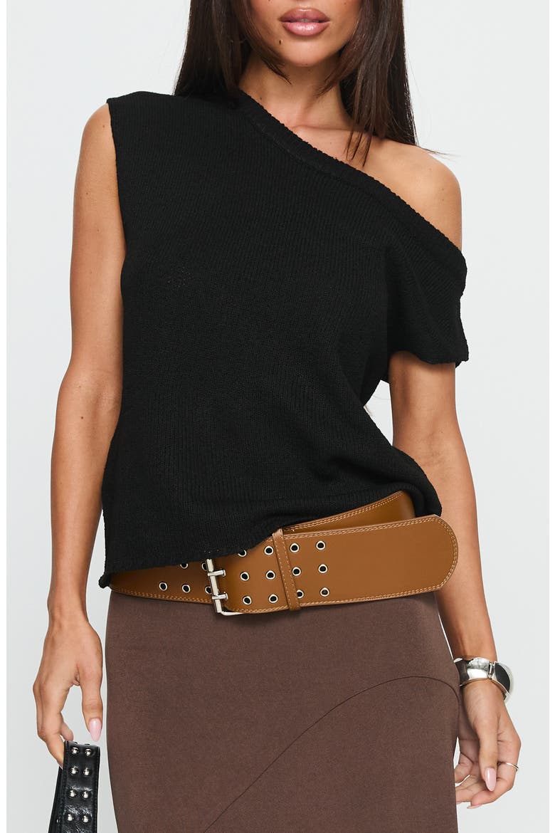 Ashfield One-Shoulder Sweater, Main, color, BLACK