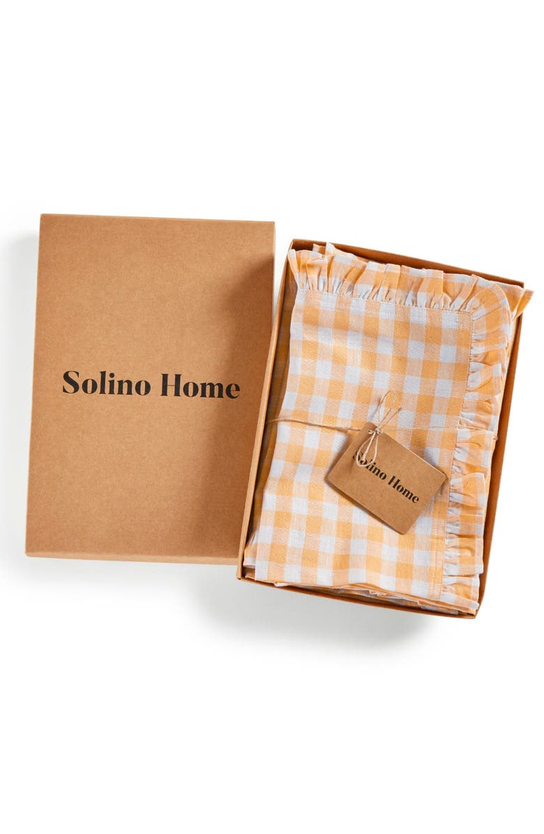 Solino Home Linen Dinner Napkins - Gingham Ruffle, 20" x 20", Alternate, color, Sunny Orange