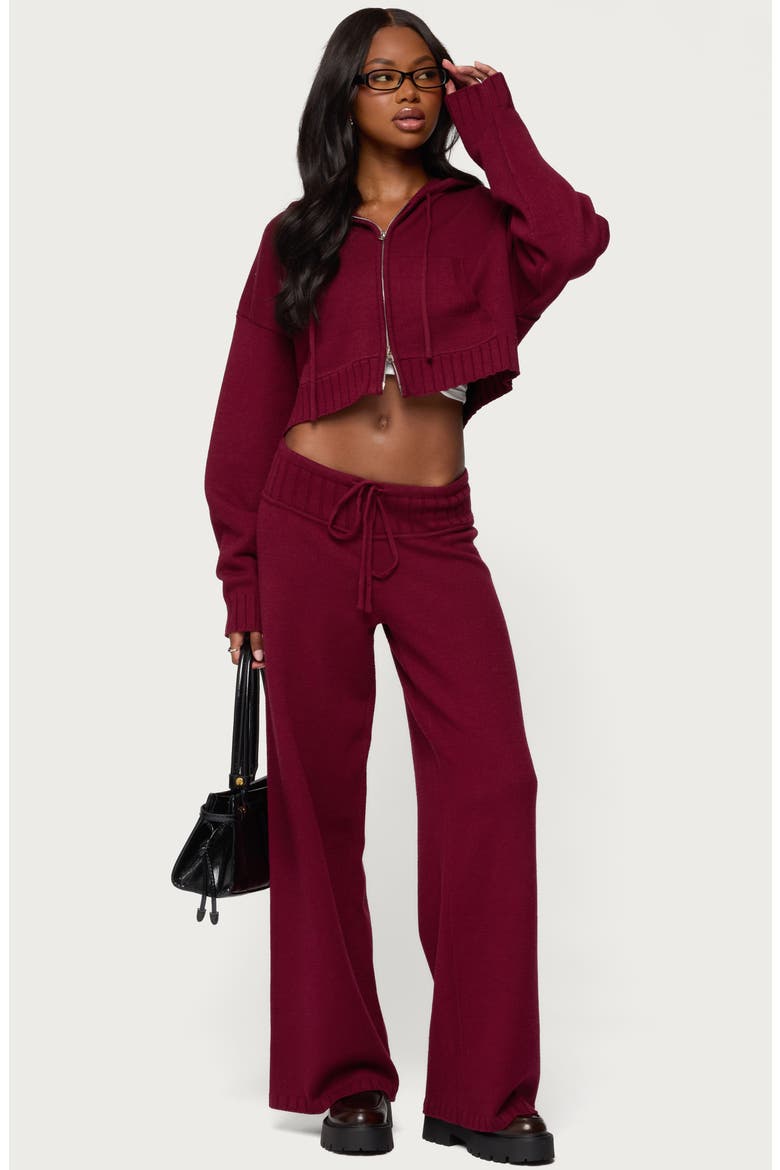 Russell Wide Leg Sweater Knit Pants, Alternate, color, BURGUNDY