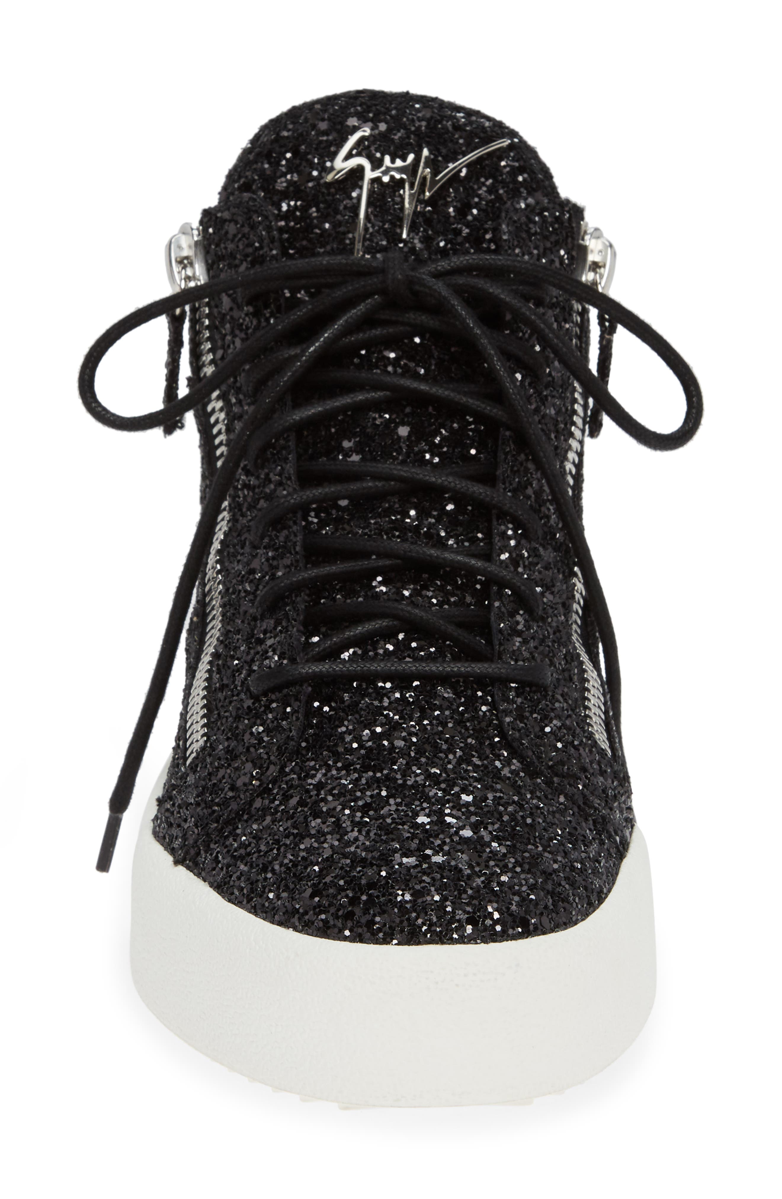 Giuseppe Zanotti Glitter Mid Top Sneaker, Alternate, color, 