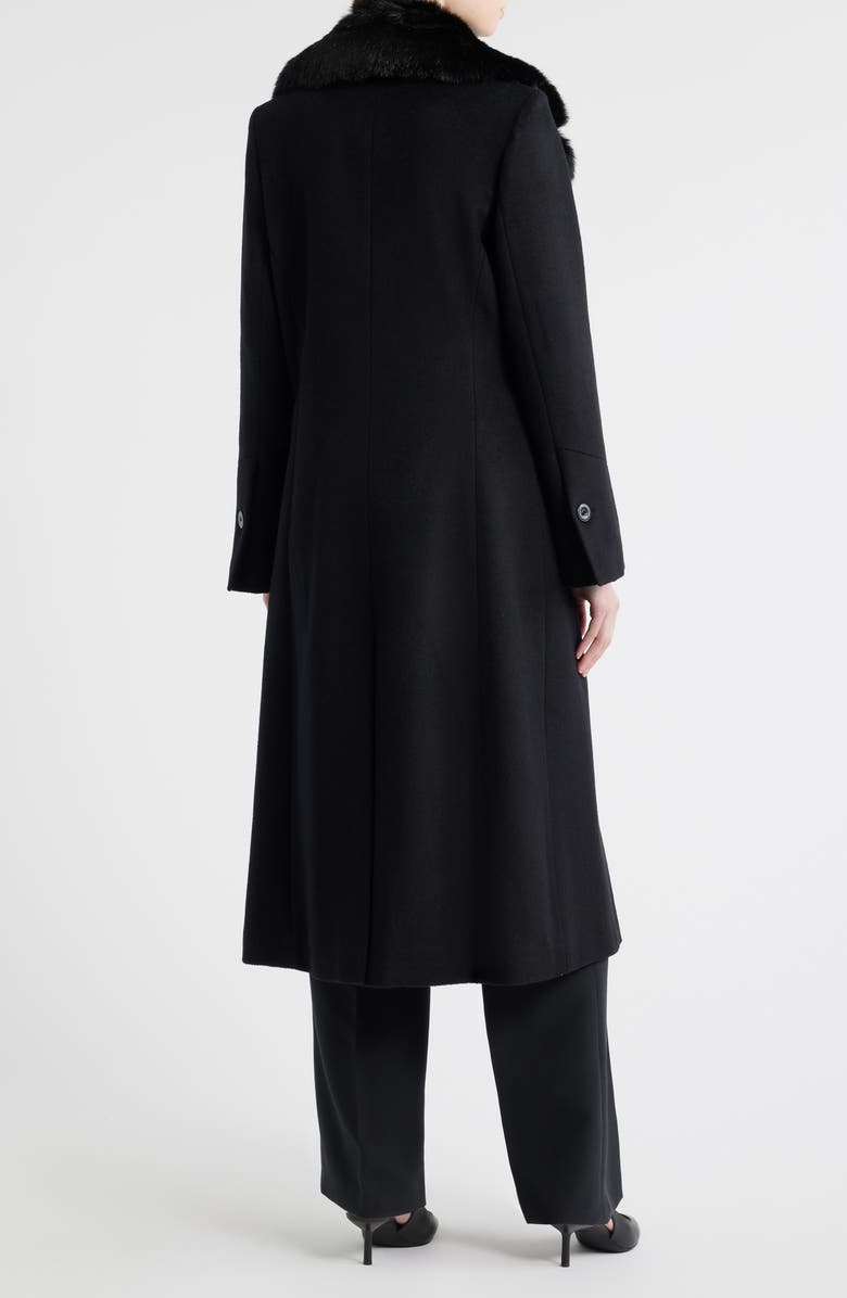 Via Spiga Faux Fur Collar Wool Blend Coat, Alternate, color, Black