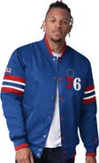 STARTER Men's Starter Royal Philadelphia 76ers Scout Varsity Satin Full-Snap Jacket