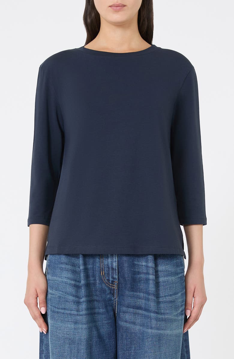 Weekend Max Mara Three-Quarter Sleeve Jersey T-Shirt, Main, color, Navy