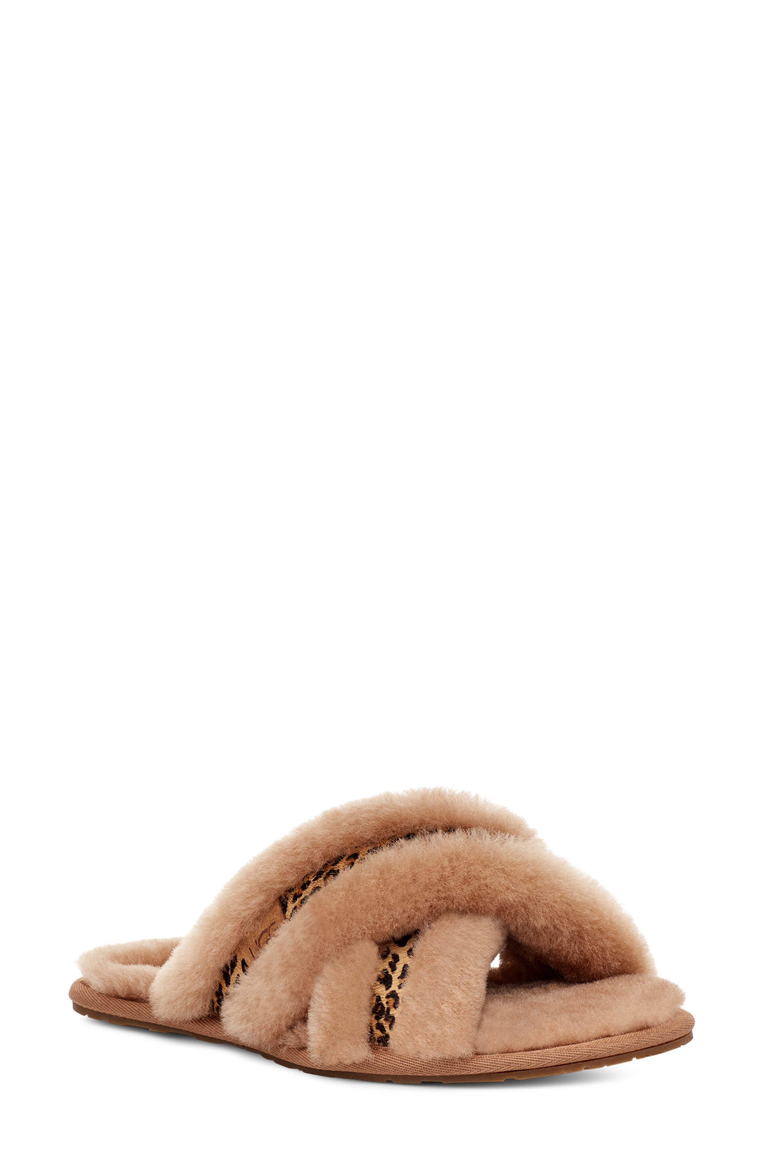 UGG<sup>®</sup> Scuffita Speckles Genuine Shearling & Calf Hair Slipper, Main, color, 