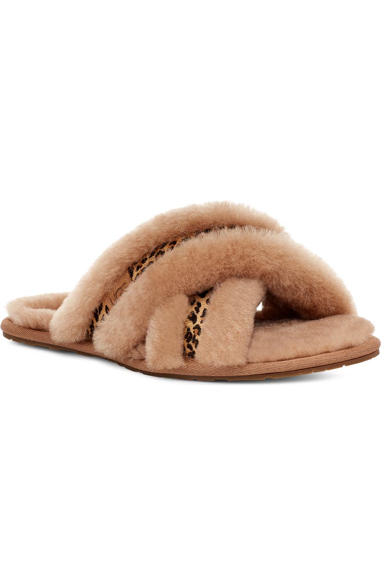 UGG<sup>®</sup> Scuffita Speckles Genuine Shearling & Calf Hair Slipper, Main, color,
