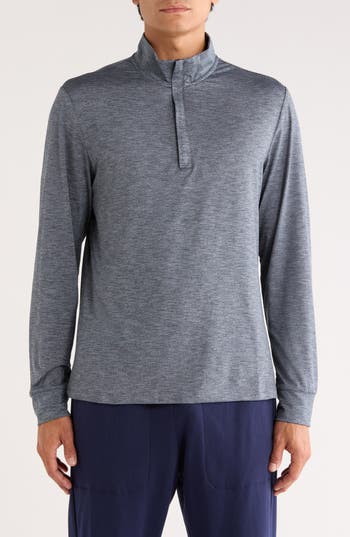 Z By Zella Fore Stripe Quarter Zip Pullover In Blue