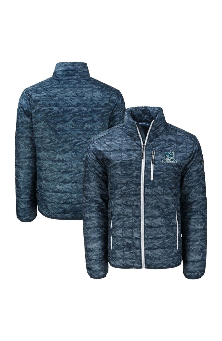 Cutter & Buck Men's Cutter & Buck  Navy Citadel Bulldogs Vault Rainier PrimaLoft Eco Insulated Full-Zip Puffer Jacket, Main, color, 