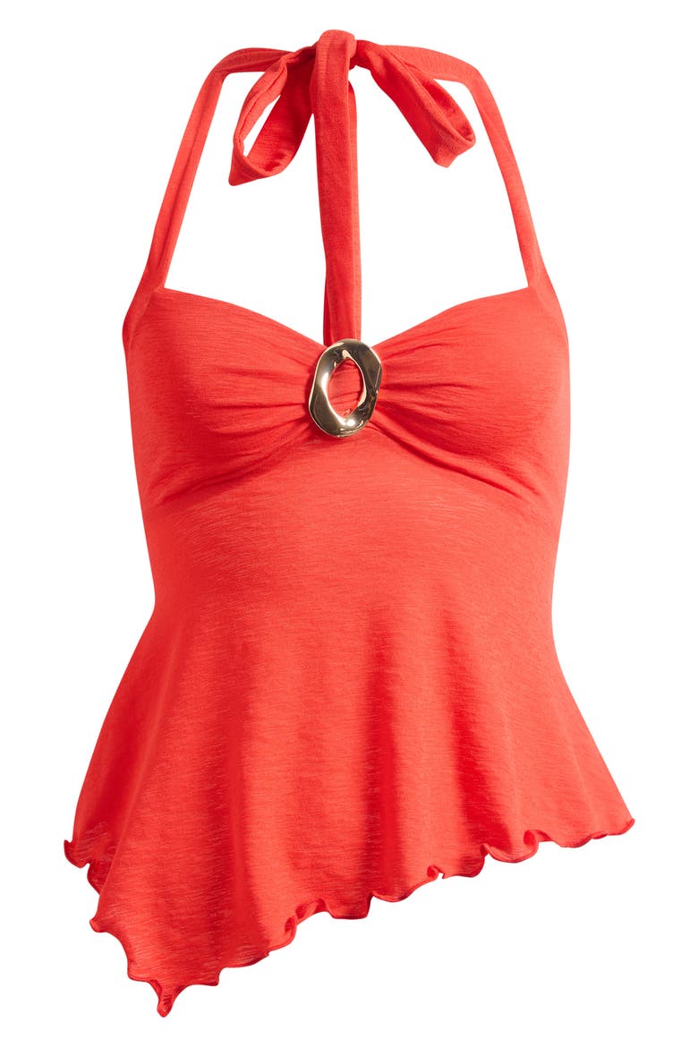 Attina Hardware Detail Halter Top, Alternate, color, RED