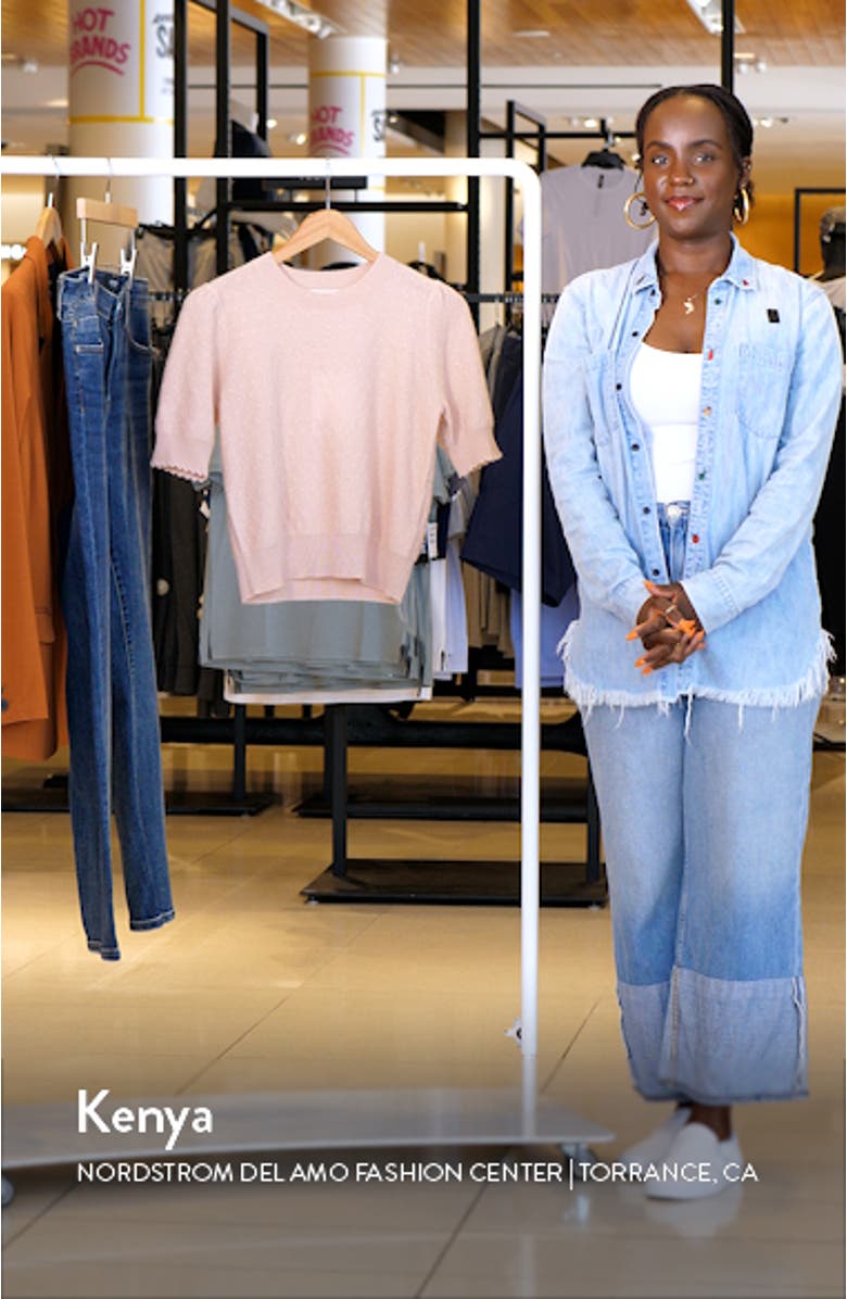 Puff Sleeve Pointelle Cashmere Sweater