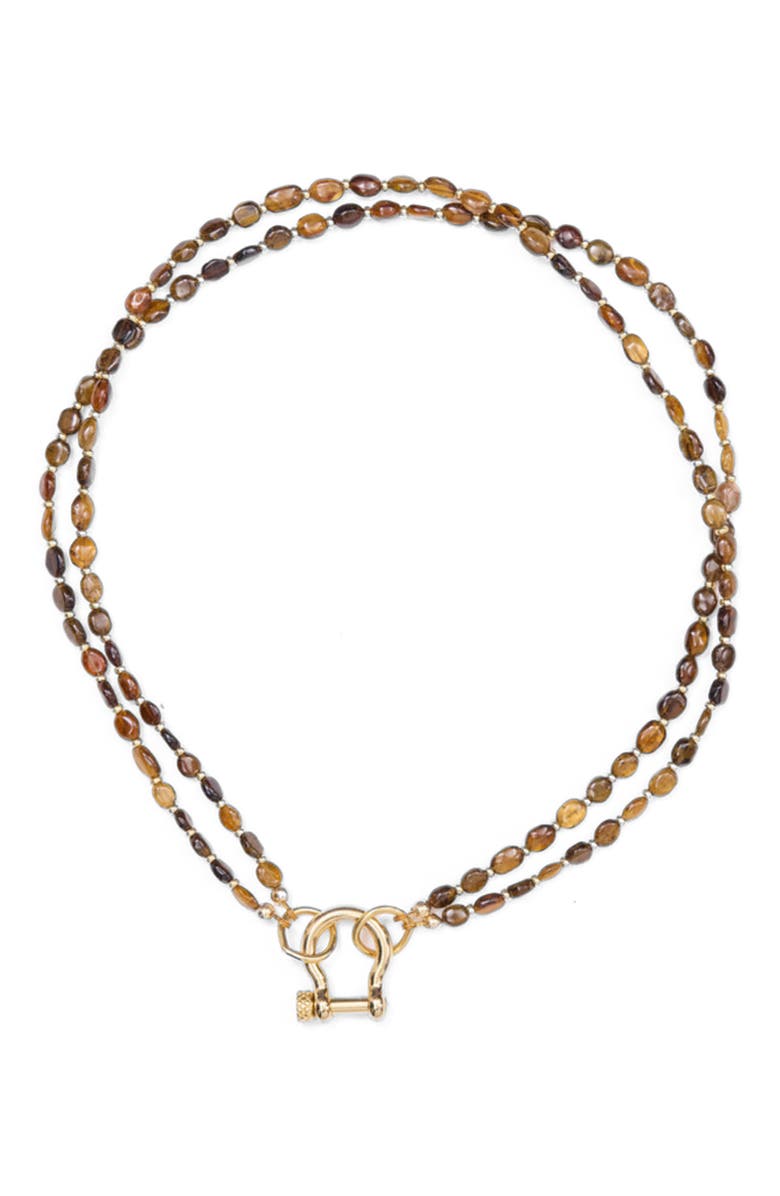 SHOP SPICY DAN Sir Double Stranded Petro-Tourmaline Necklace, Alternate, color, Brown