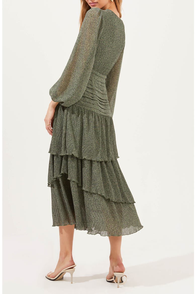 Ruched Tiered Ruffle Dress, Alternate, color, GREEN DITSY