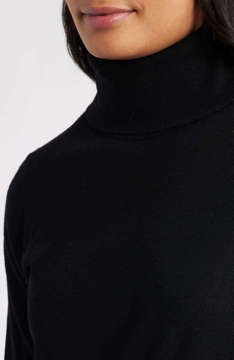 MARGARET O'LEARY Turtleneck Merino Wool Blend Sweater, Alternate, color, Black