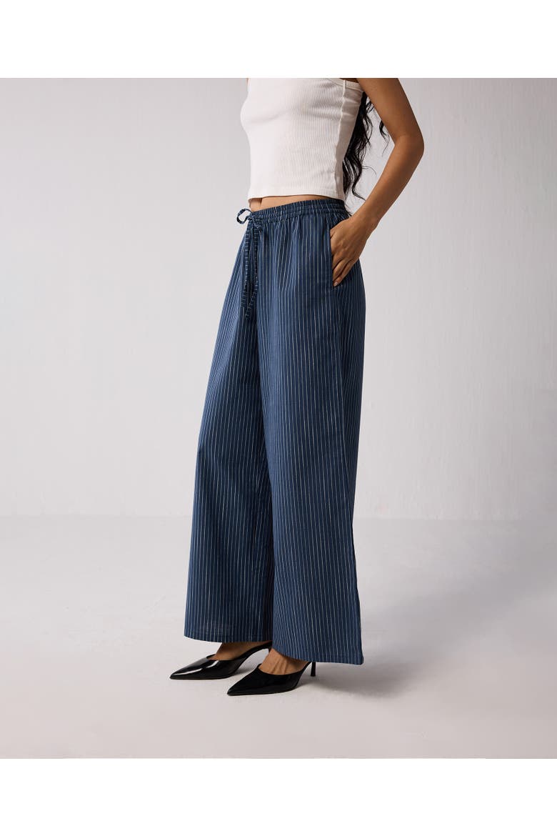 Weekday Blazer and Wide-leg Drawstring Pants Set, Alternate, color, Twilight Tracks