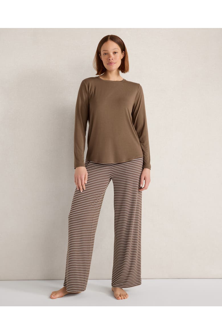 Calm & Cool Stripe Pajama Pants, Main, color, Deep Mocha/Ivory Stripe