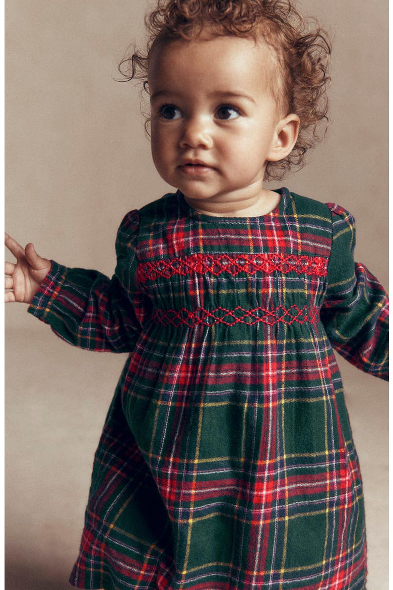Kids' Smocked Cotton Dress, Alternate, color, BLUE/ PINK CHECK