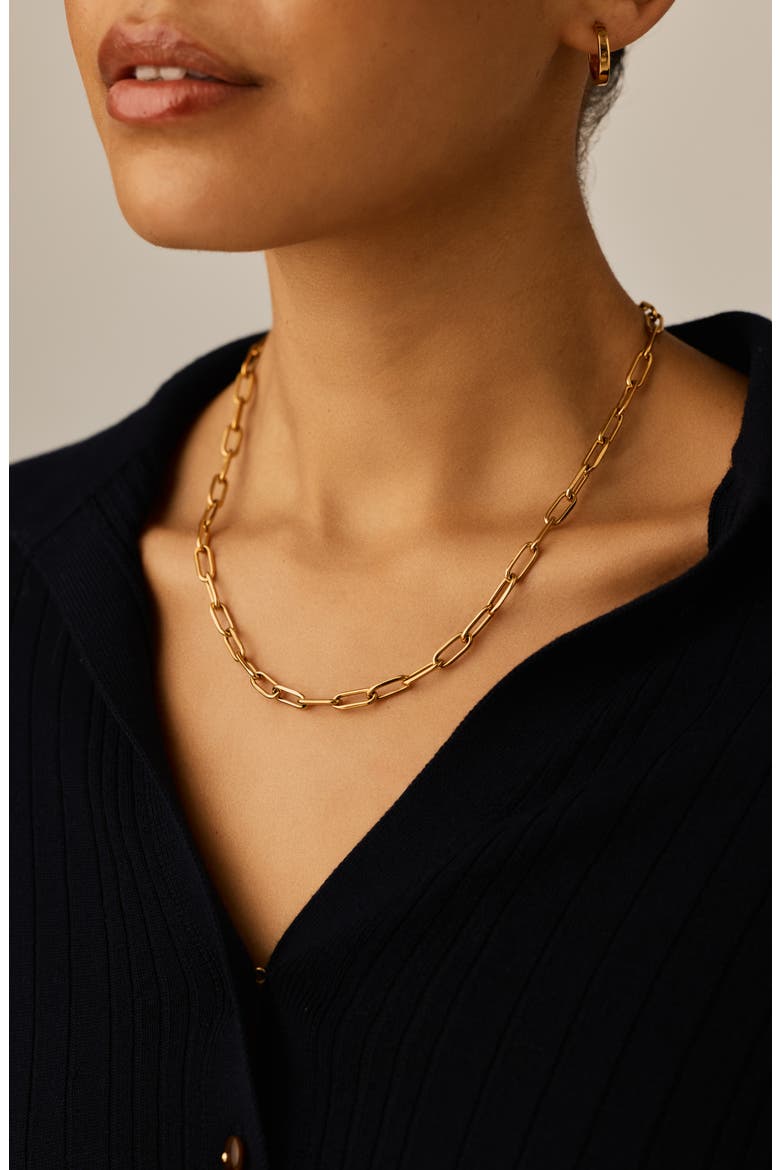Classic Paperclip Chain Necklace, Alternate, color, GOLD