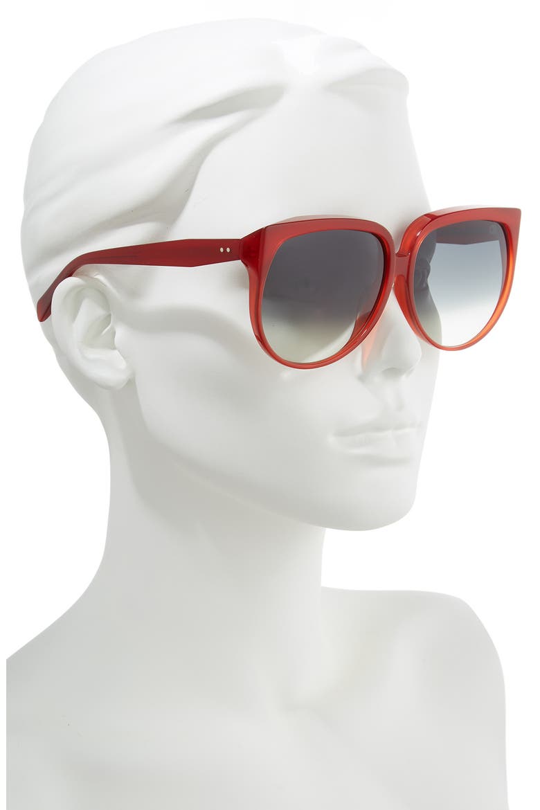 63mm Oversize Cat Eye Sunglasses, Alternate, color, MILK RED/ GREEN GRADIENT