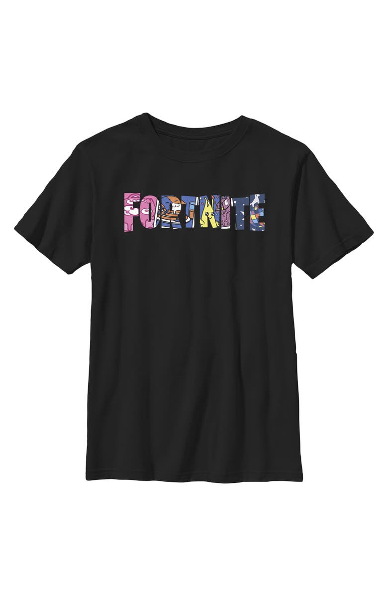 FORTNITE Boy's Fortnite Classic Logo Character Fill Graphic T-Shirt, Main, color, Black