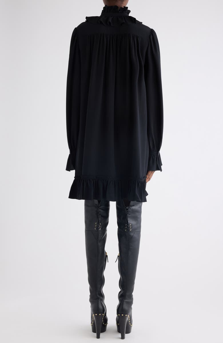 Chloé Long Sleeve Organic Silk Crêpe de Chine Minidress, Alternate, color, Black