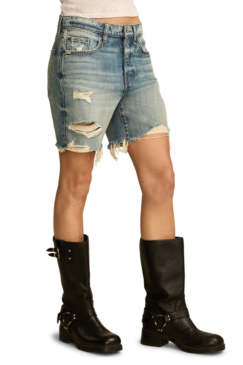 '90s Loose Cutoff Denim Shorts, Alternate, color, RIPPED BLUE WASH