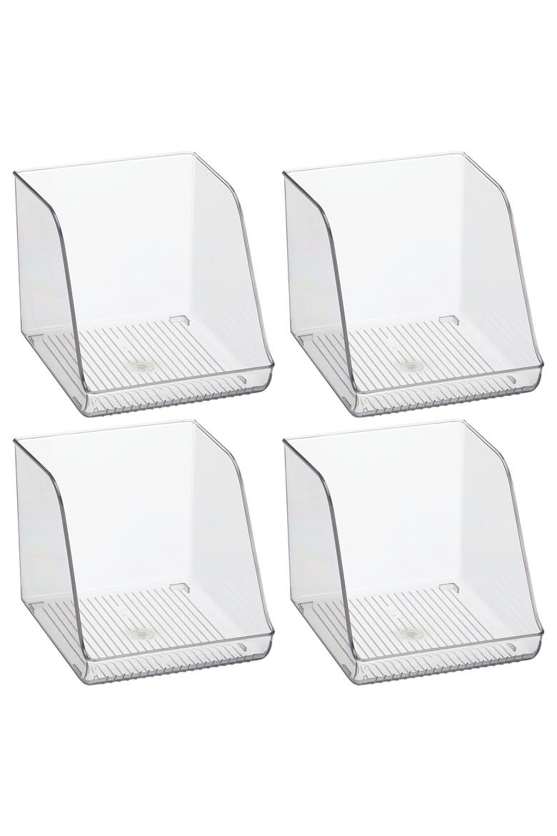 Plastic Water Bottle Organizer for Fridge Clear Bottle Holder for Kitchen and Pantry 4-Pack, Main, color, Clear
