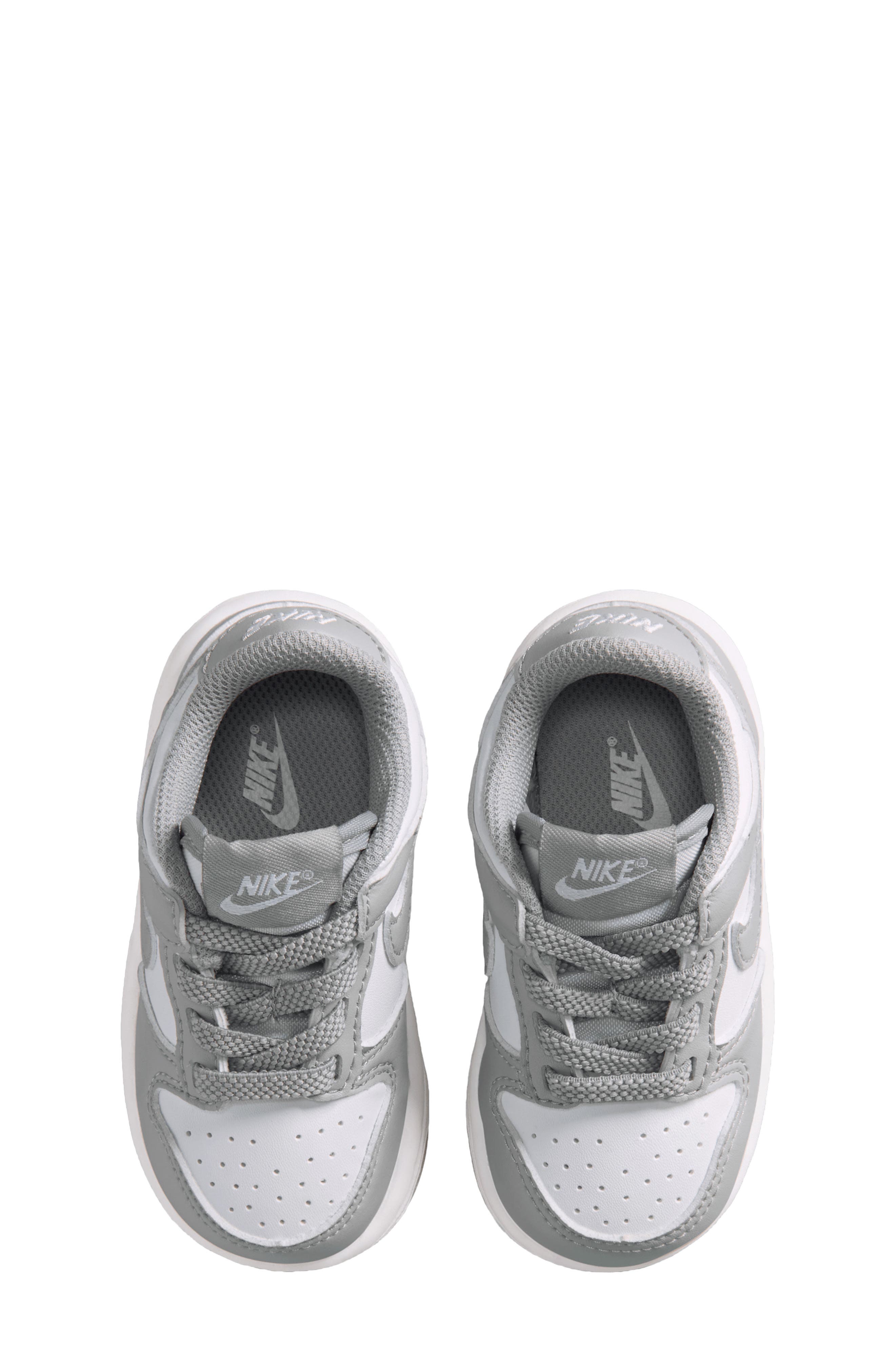 Kids' Dunk Low Basketball Sneaker, Alternate, color, WHITE/ WHITE/ LIGHT GREY