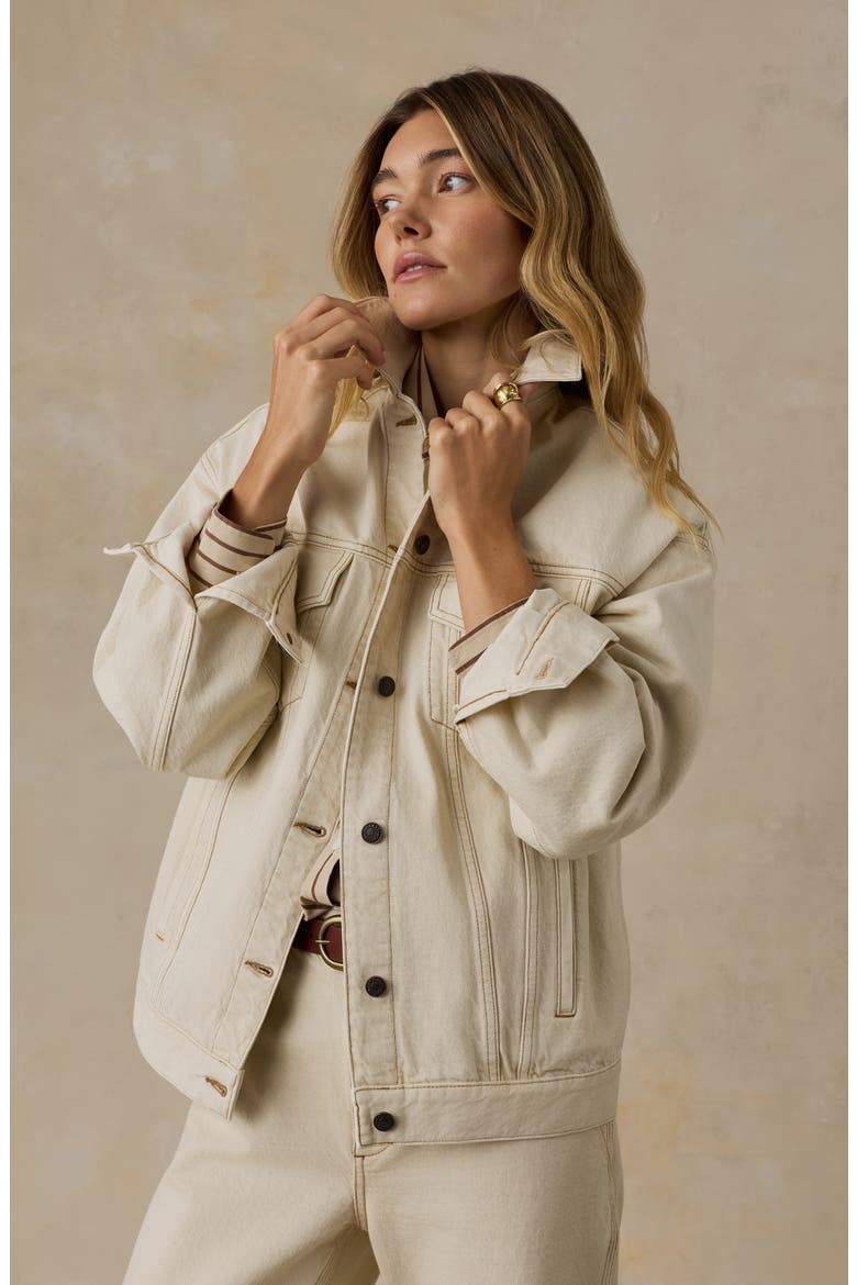 Driftwood Cotton Denim Jacket, Alternate, color, ALMOND MILK