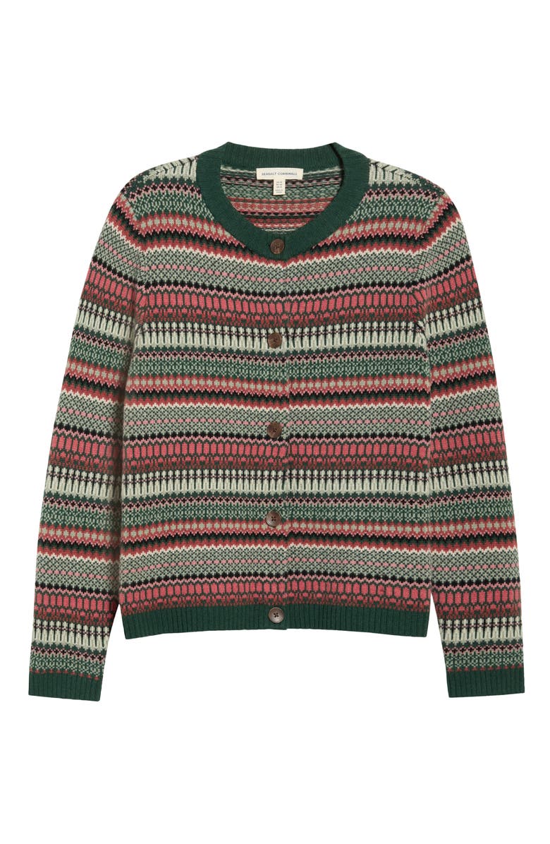 Seasalt Cornwall Percella Cove Fair Isle Merino Wool Blend Cardigan, Alternate, color, Weaving Needle Dark Forage Mix