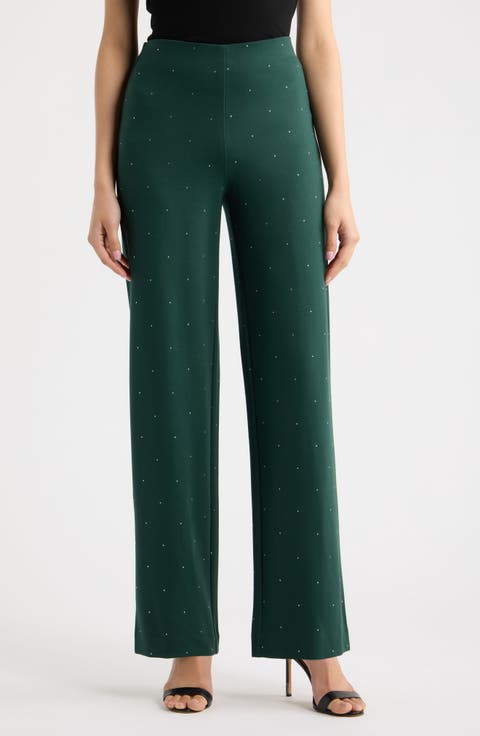 Embellished Hollywood Waist Pull-On Straight Leg Pants