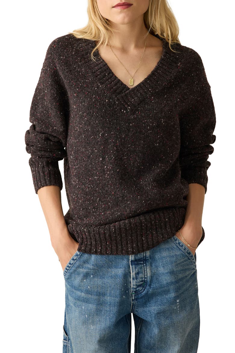 Driftwood Donegal Merino Wool Blend Sweater, Main, color, BLACKBERRY