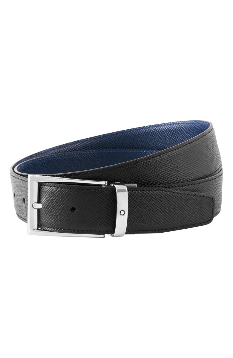 Montblanc Reversible Saffiano Leather Belt, Main, color, Black