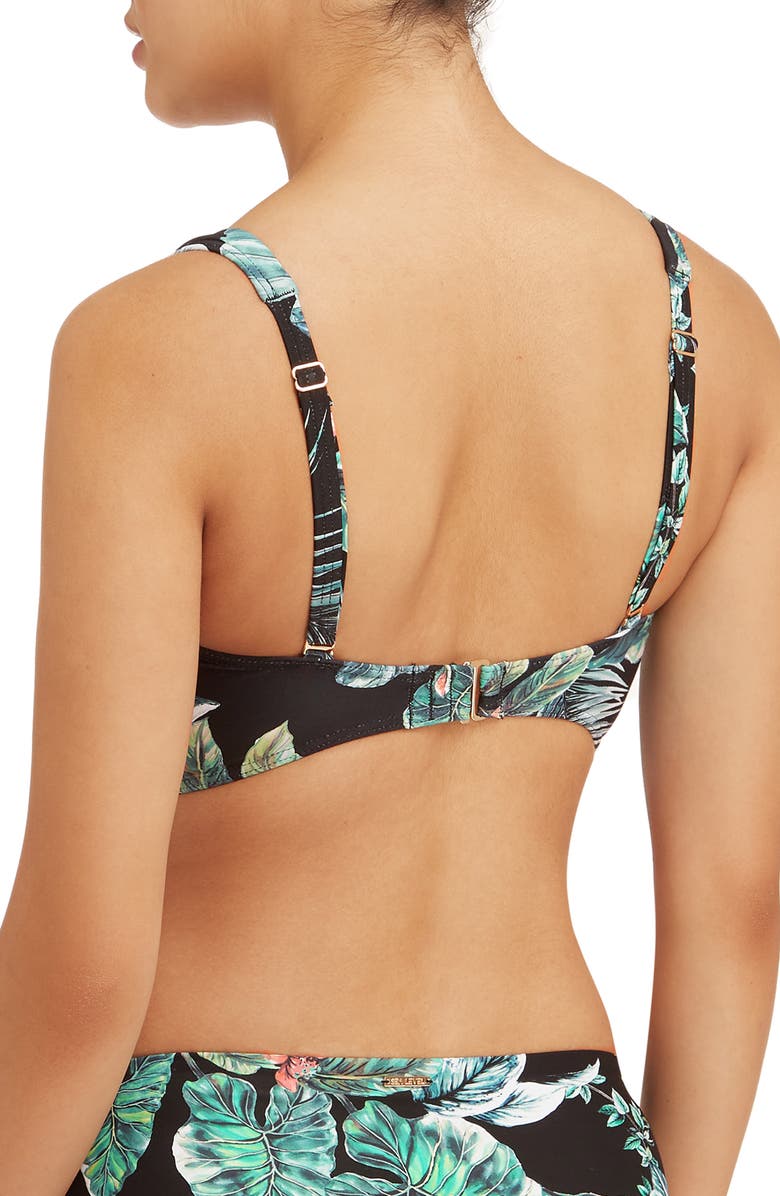 Sea Level Cross Front Stretch Recycled Nylon Bikini Top, Alternate, color, Black