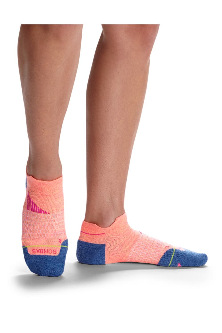 Merino Wool Blend Tab Running Socks, Main, color, NEON PINK