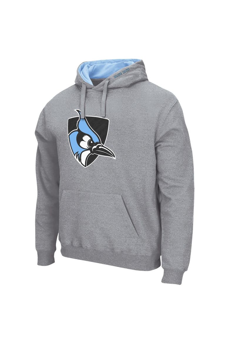 Men's Colosseum Heathered Gray Johns Hopkins Blue Jays Arch and Logo Pullover Hoodie, Alternate, color, Heather Gray