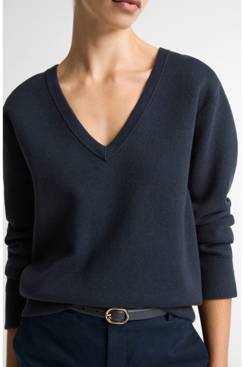 Double Face V-Neck Sweater, Alternate, color, ECLIPSE
