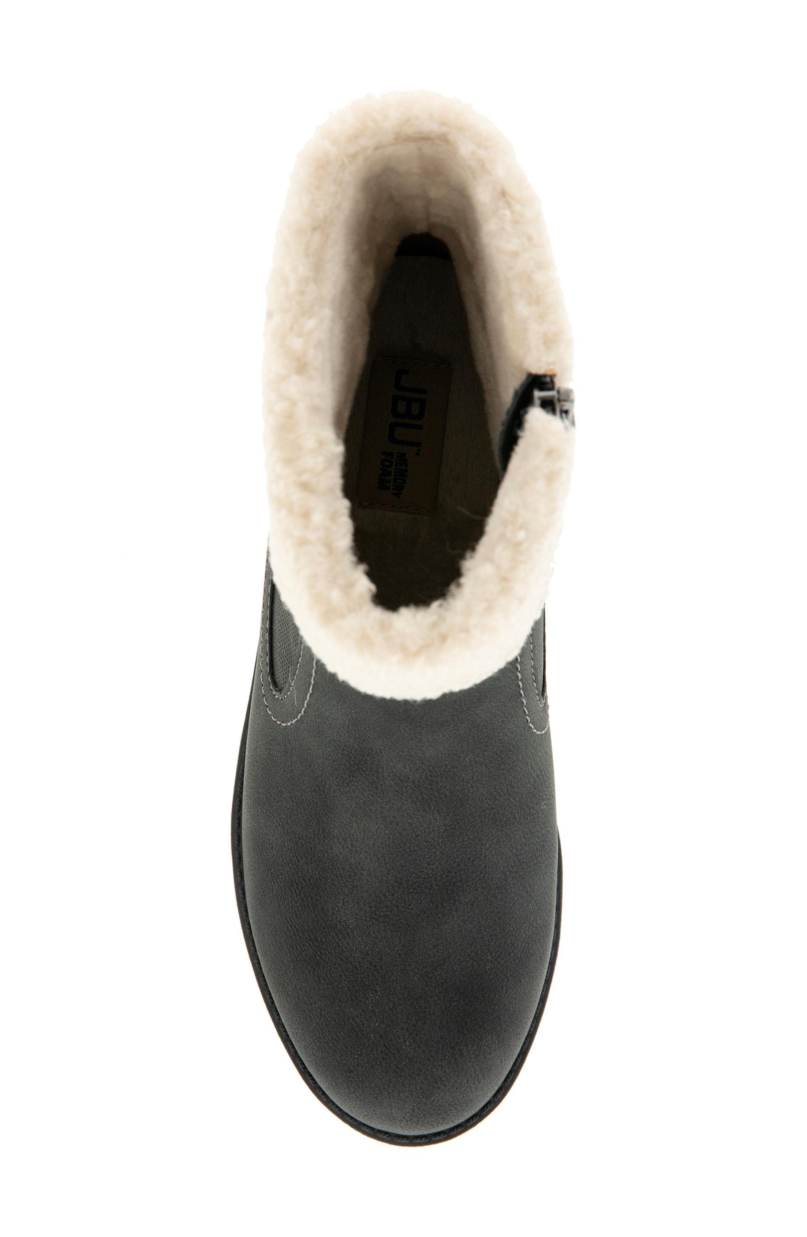 Alexia Water Resistant Bootie with Faux Shearling Trim, Alternate, color, BLACK