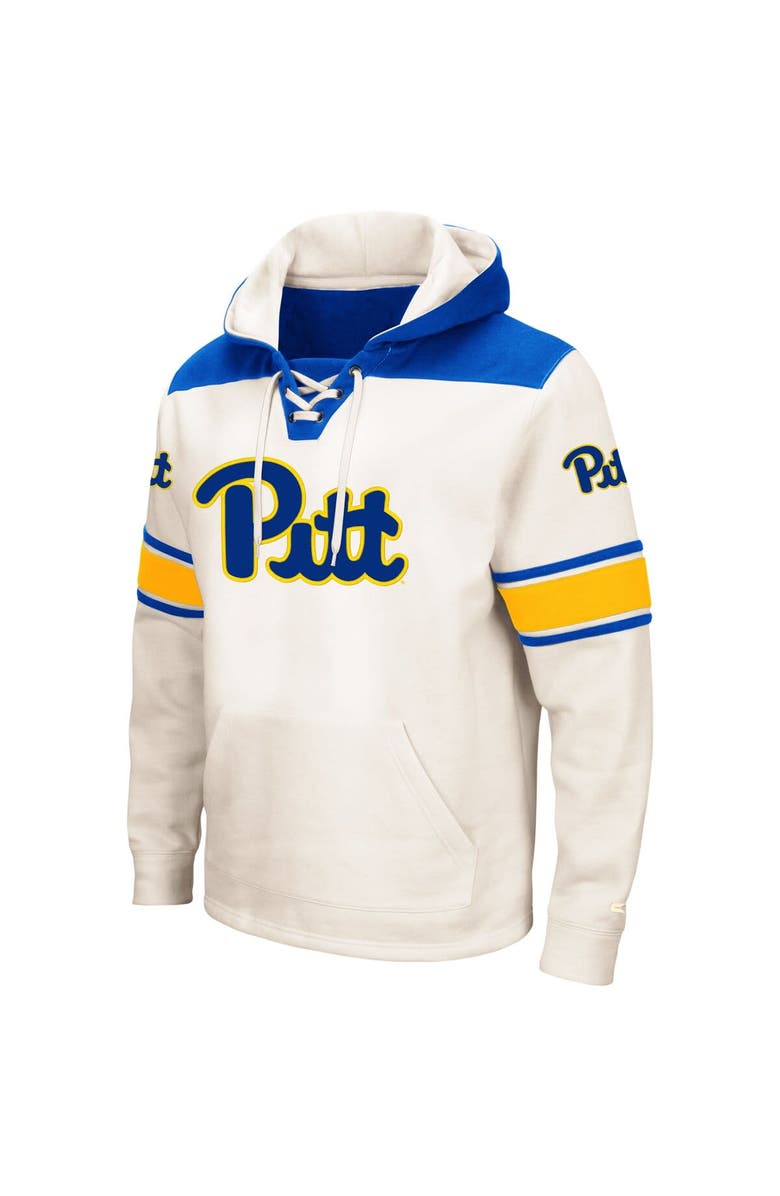 COLOSSEUM Men's Colosseum Cream Pitt Panthers 2.0 Lace-Up Pullover Hoodie, Alternate, color, Cream