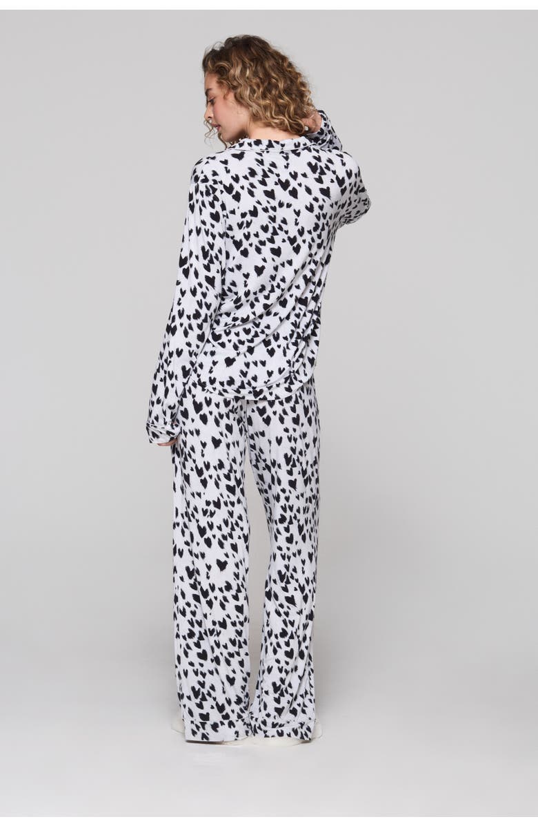 Crickle Daisy Puppy Love Long Pajama Set, Alternate, color, Grey, Black