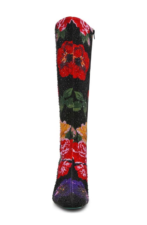 Betsey Johnson Avon Rhinestone Flower Knee High Boot In Multi