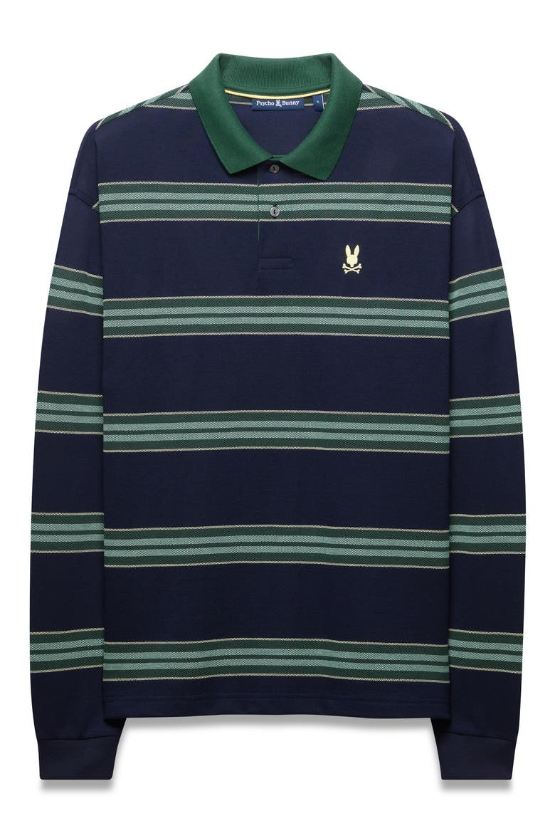 Drew Stripe Long SleevePiqué Polo, Alternate, color, BARITONE B