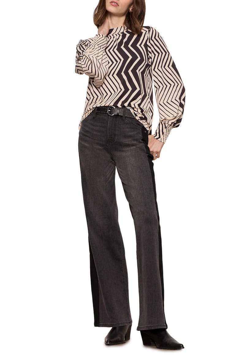Mixed Print Top, Alternate, color, FROST WHITE