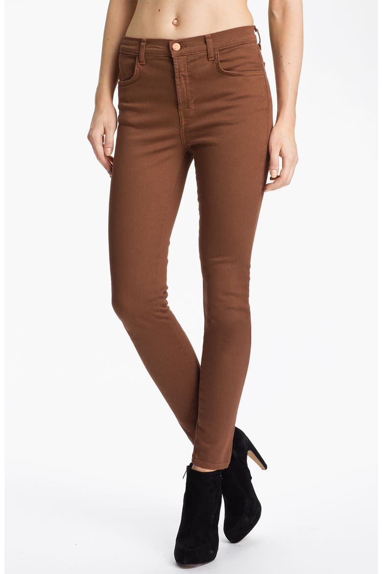 'Maria' High Rise Skinny Stretch Jeans, Main, color, BOURBON